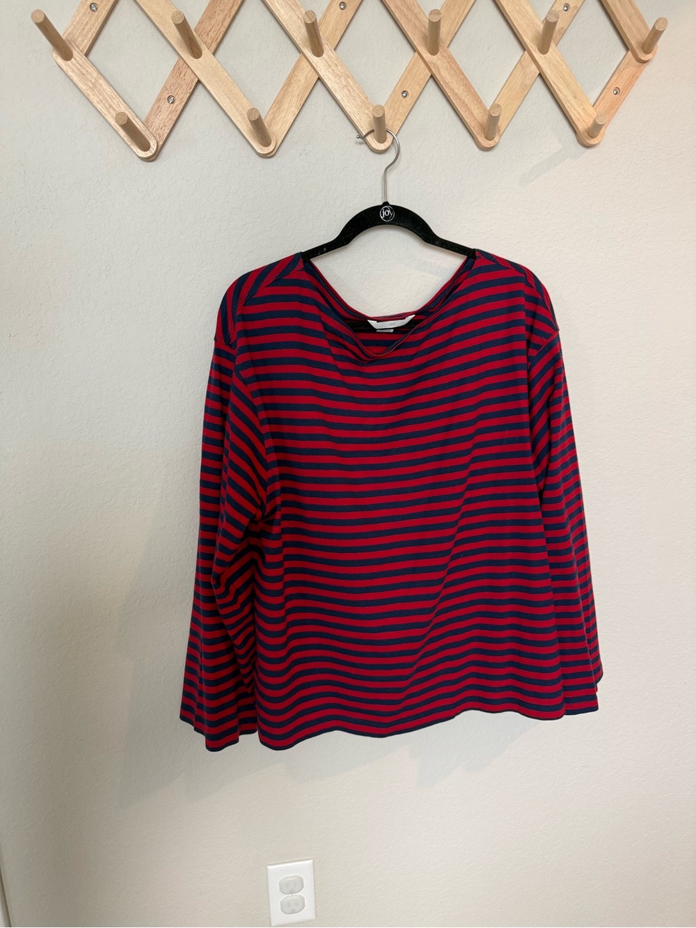 H&M Red and Navy Striped Long-Sleeve Top